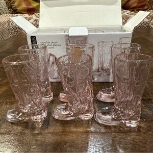 Home Essentials Set Of 6 Blush Cowboy Boot Shot Glasses 0.75 Oz/22 ml New in Box